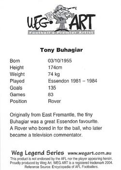 2004 Weg Art Legends Series Three #24 Tony Buhagiar Back